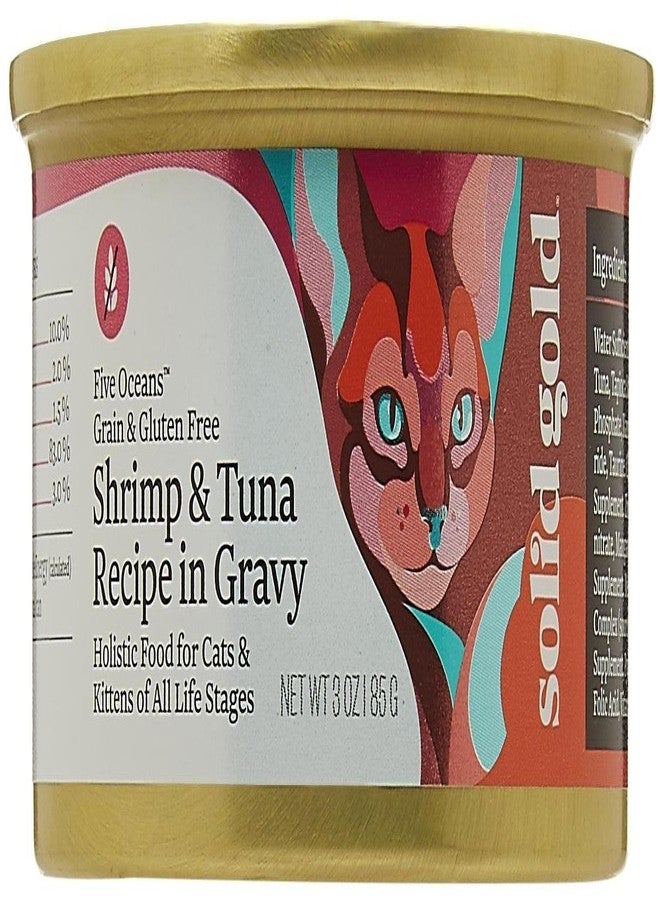 Solid Gold Five Oceans Holistic Wet Cat Food, Shrimp And Tuna Recipe In Gravy, 3 Oz Can, 12 Count
